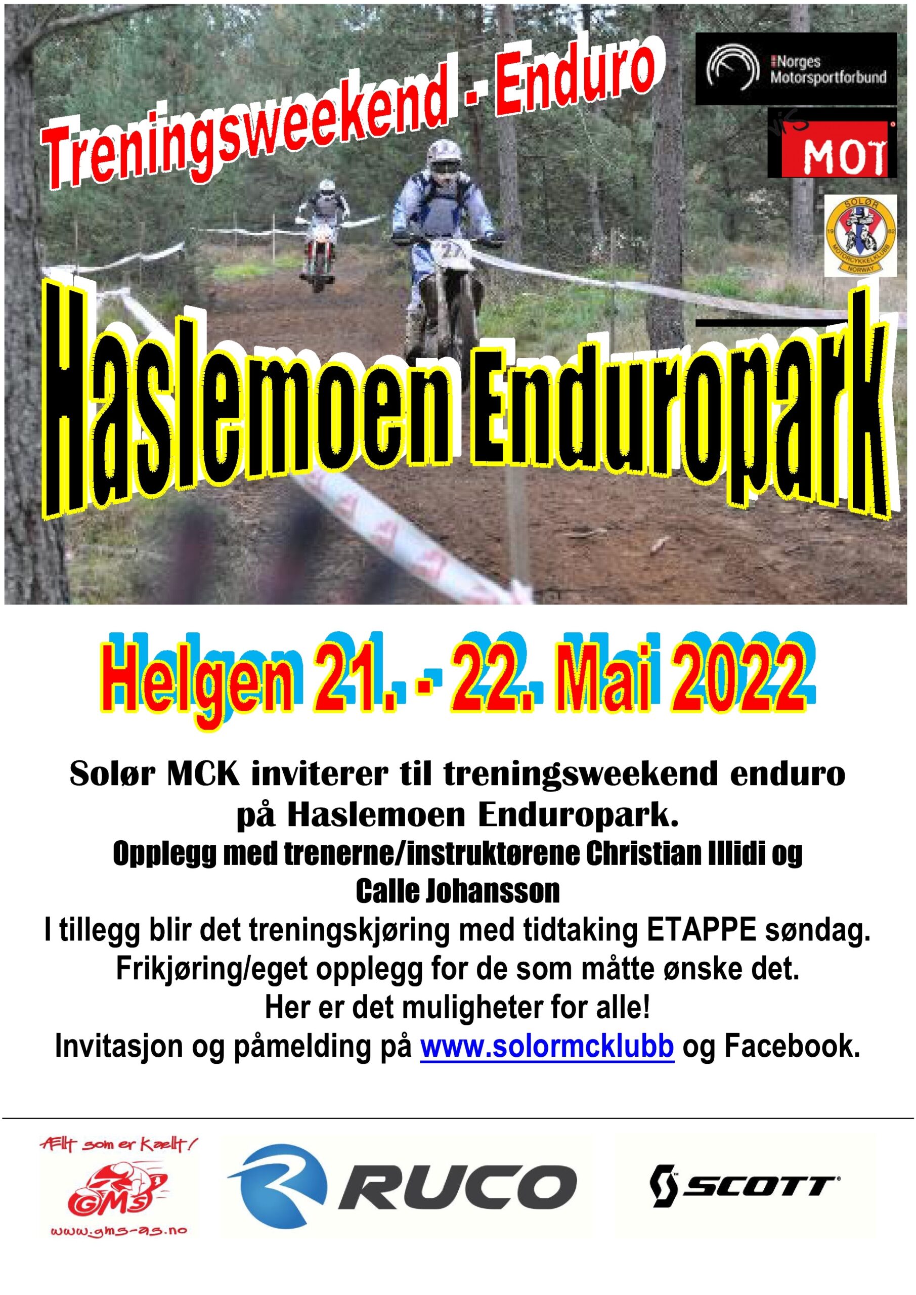 0 - POSTER treningsweekend enduro - Haslemoen Enduropark - mai 2022
