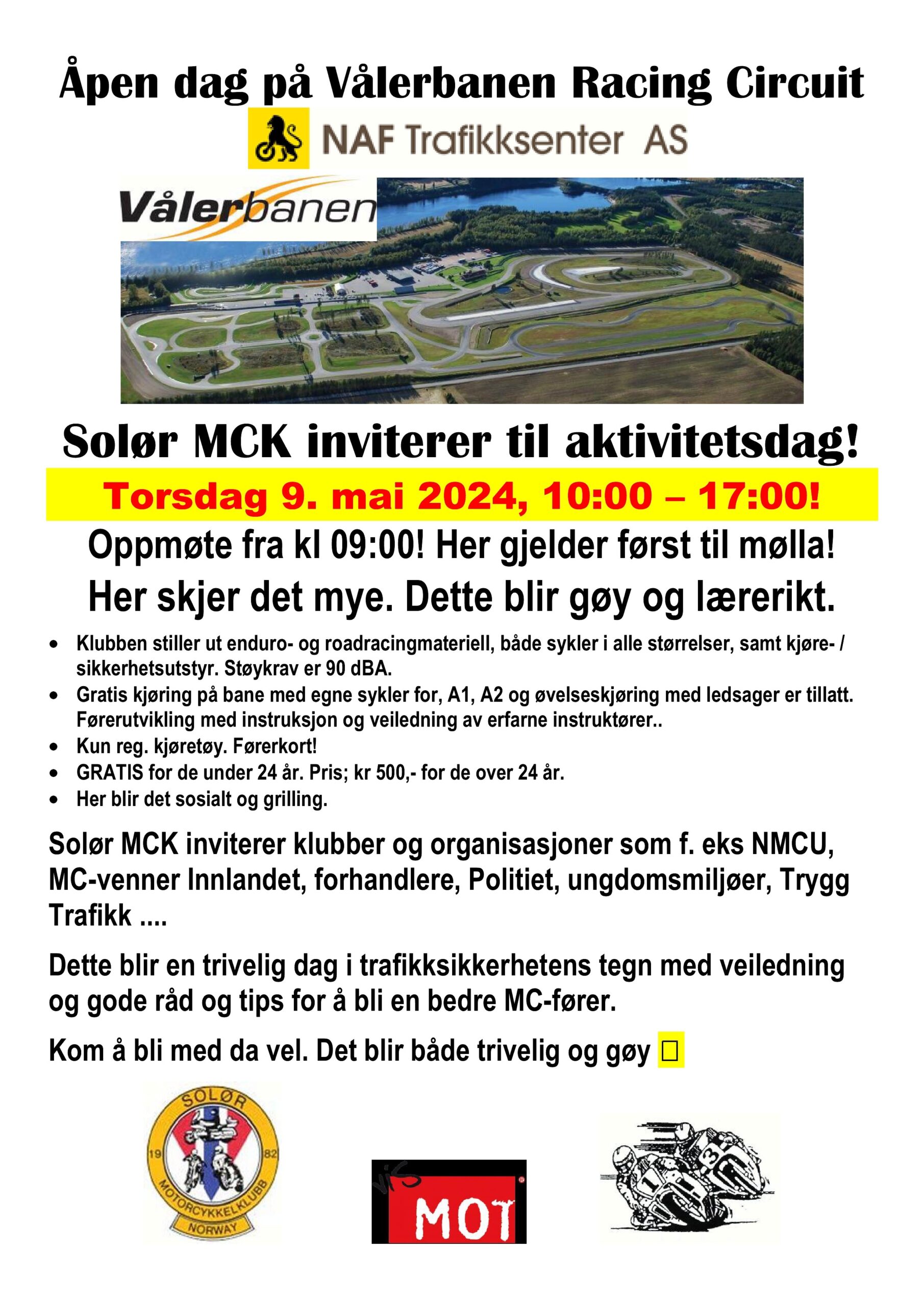 Åpen dag på Vålerbanen Racing Circuit - Torsdag 9. Mai 2024