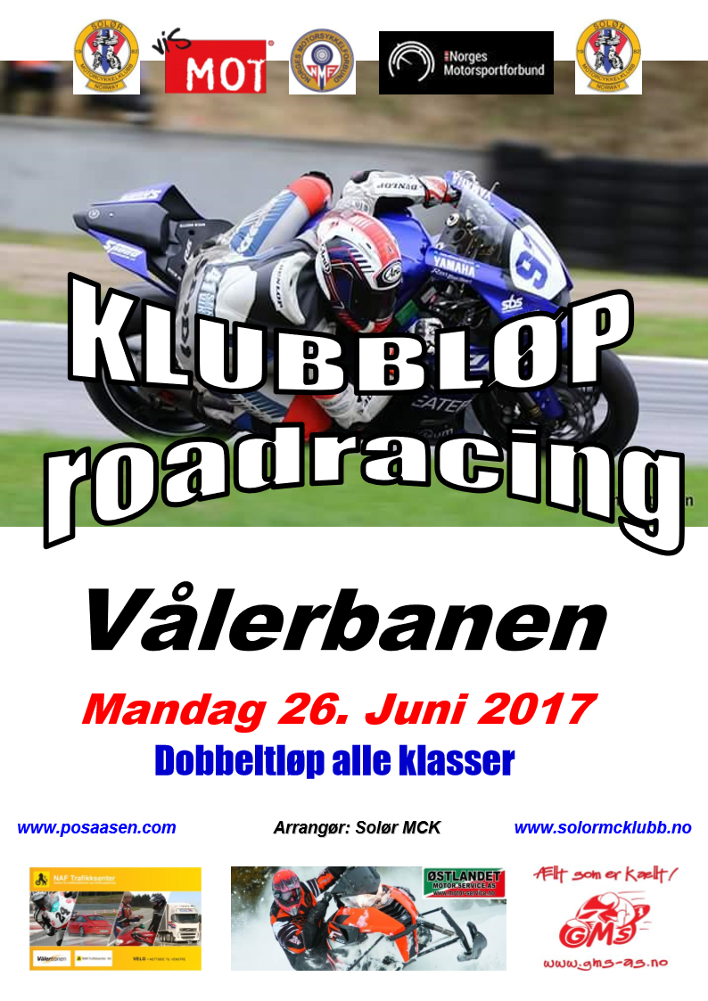 Poster KLUBBLØP RR - 26. Juni 2017