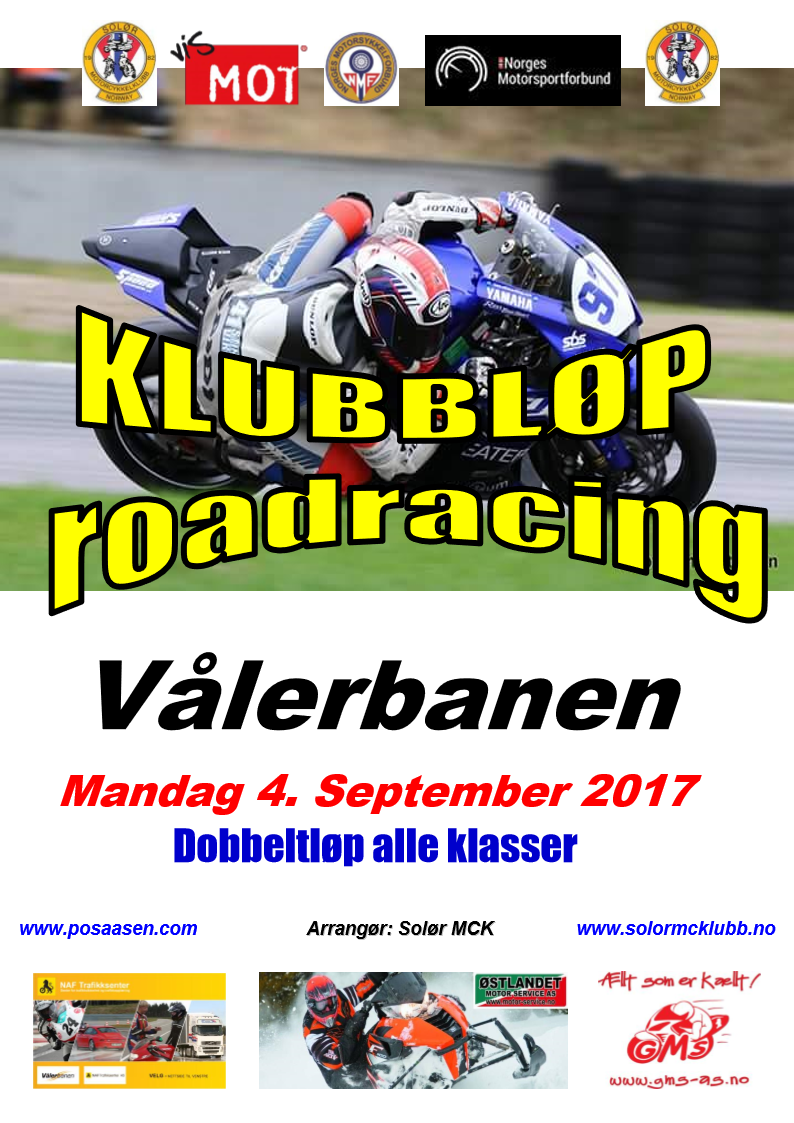 Poster KLUBBLØP RR - 4. september 2017